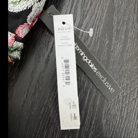 Aqua Luxe Floral Mini Dress Knit Crochet w/ Deep V - Size Small - Picture 5 of 5